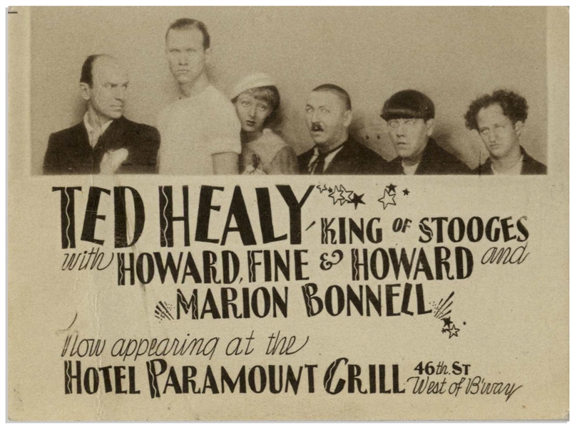 Promotional Card From 1932 for ''Ted Healy King of Stooges With Howard, Fine & Howard'' -- Measures 4'' x 3'' -- Near Fine Condition
